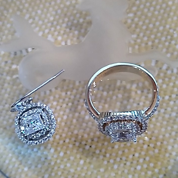 Absolute Jewelry New Absolute Halo Ring And Earring Set By Hsn